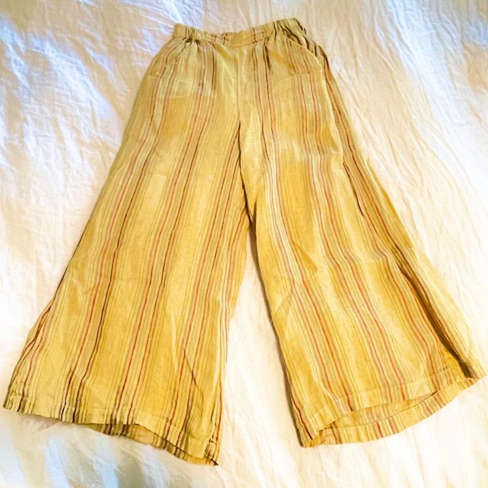 CP Shades 100% Linen wide leg crop pants